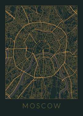 Moscow Gray Orange Map