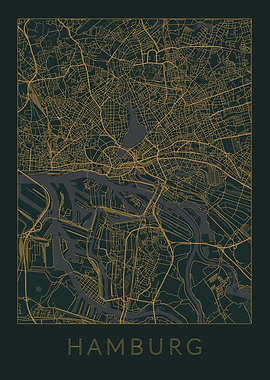 Hamburg Gray Orange Map