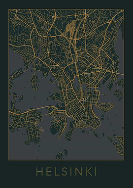 Helsinki Gray Orange Map