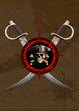 Pirate Skull Compass Rose