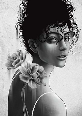 Black White Flower Art