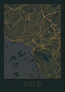 Oslo Gray Orange Map