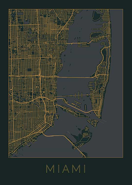 Miami Gray Orange Map