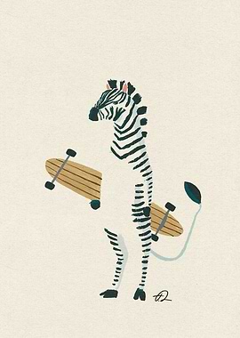 Skateboarding Zebra