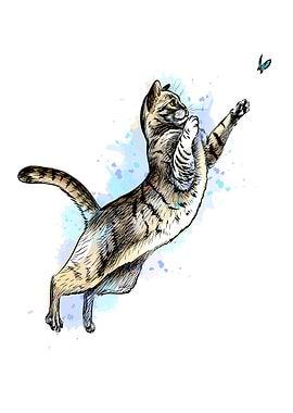 Cat with a butterfly