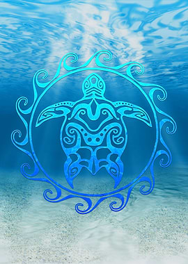 Blue Tribal Turtle
