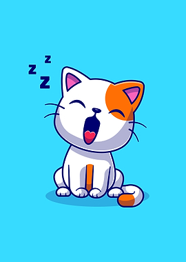 Cute cat yawning sleepy