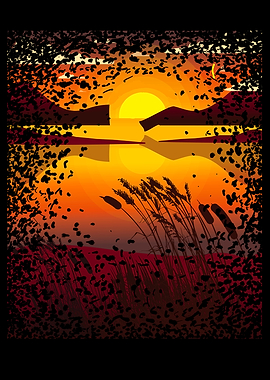 Landscape romantic sunset