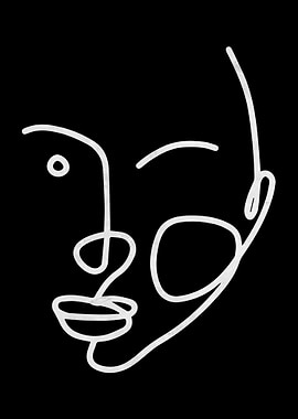 Woman Face White line 4