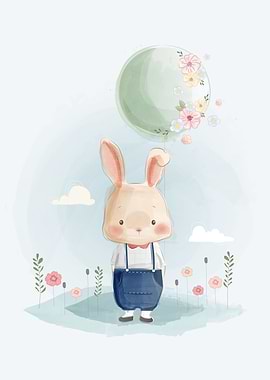 Cute Bunny and Balloon