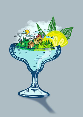 Happy cartoon cocktail