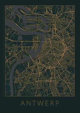 Antwerp Gray Orange Map