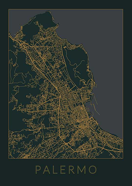 Palermo Gray Orange Map