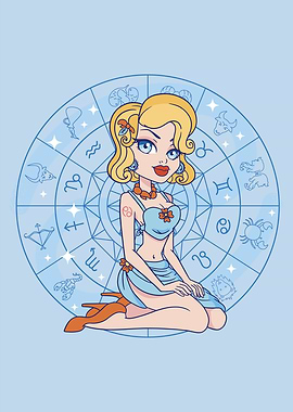 Zodiac pin up girl cancer