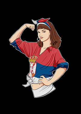 Serbian Girl Serbia Flag