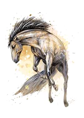 Horse run watercolor