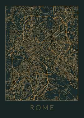 Rome Gray Orange Map