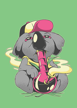Koala Smoking Bong