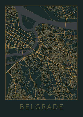 Belgrade Gray Orange Map