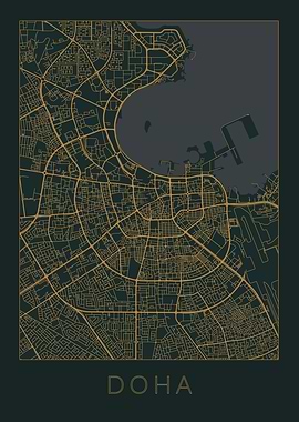 Doha Gray Orange Map