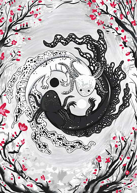 Axolotl couple yin yang