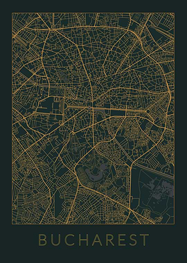 Bucharest Gray Orange Map