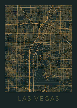 Las Vegas Gray Orange Map