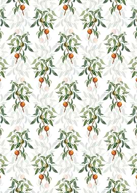 White Floral Peach Pattern