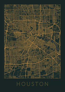 Houston Gray Orange Map