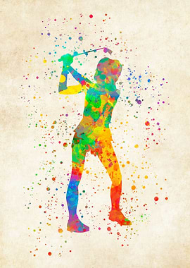 Woman Golfer Watercolor