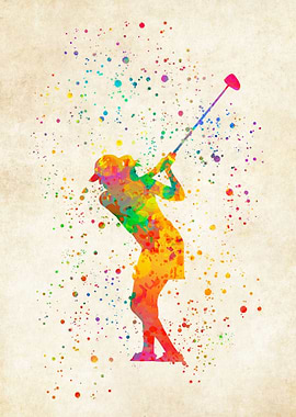 Woman Golfer Watercolor