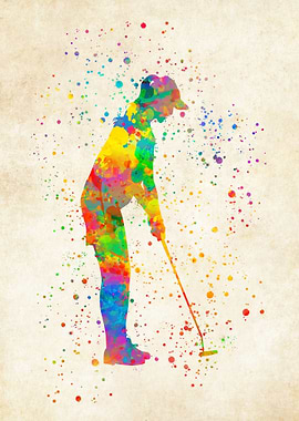 Woman Golfer Watercolor