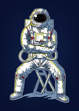 astronaut sit on the chair