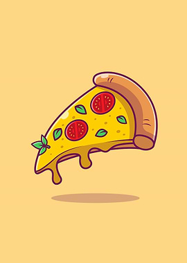 Cute smiling pizza slice