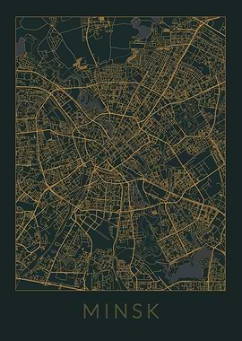 Minsk Gray Orange Map