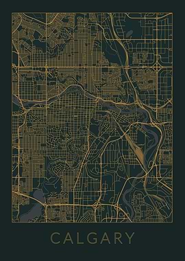 Calgary Gray Orange Map