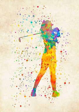 Woman Golfer Watercolor