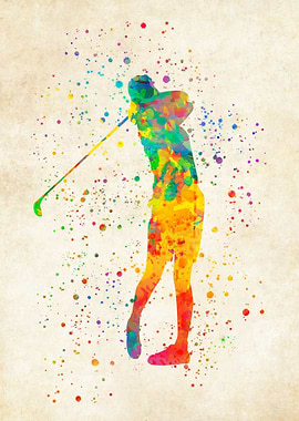 Woman Golfer Watercolor