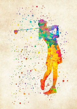 Woman Golfer Watercolor