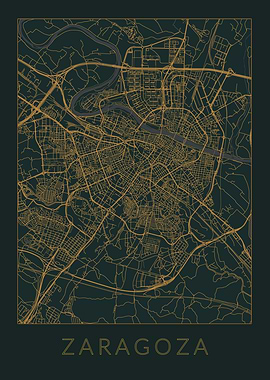 Zaragoza Gray Orange Map