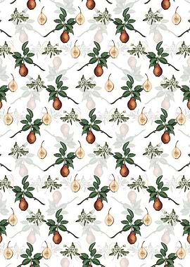 White Floral Pear Pattern