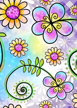 Watercolor Doodle Floral09