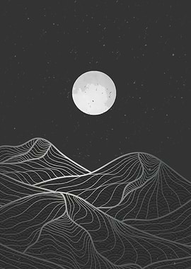 Abstract Mountain Line art