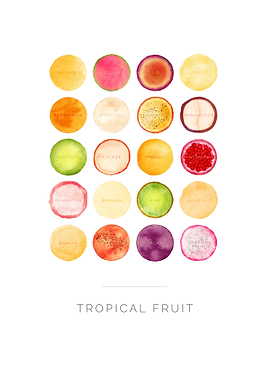 Exotic fruits oil paint