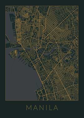 Manila Gray Orange Map