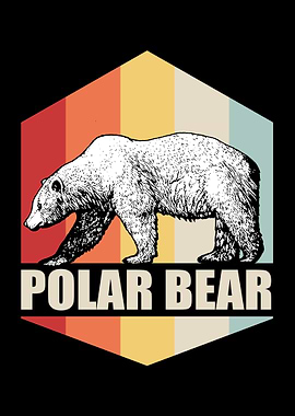 Polar Bear Retro Sunset