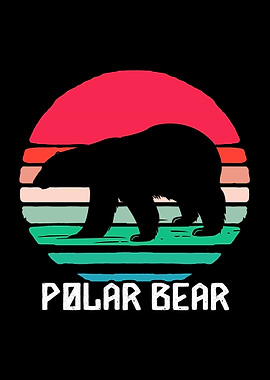 Polar Bear Retro Sunset