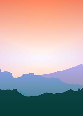 Dusk Mountain Range Middle