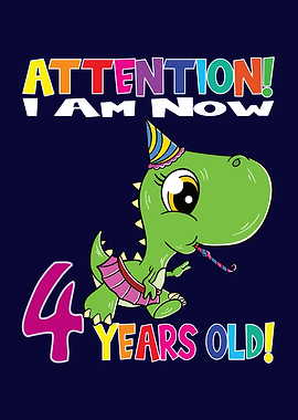 Dino Girl I Am 4 Years Old