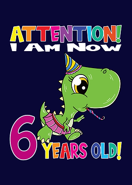 Dino Girl I Am 6 Years Old